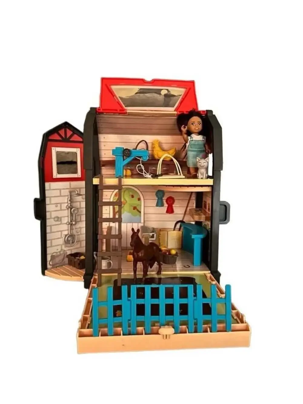 KidKraft Tote-ables Portable Barn Dollhouse with 30 Accessories - Kids Gift